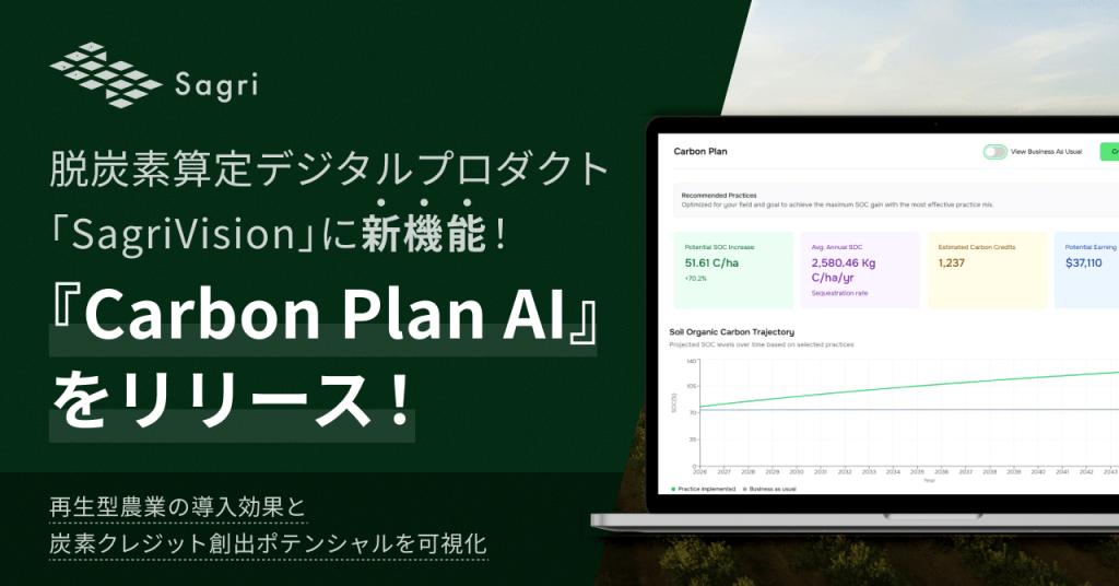 脱炭素算定デジタルプロダクト「SagriVision」に新機能『Carbon Plan AI』を追加