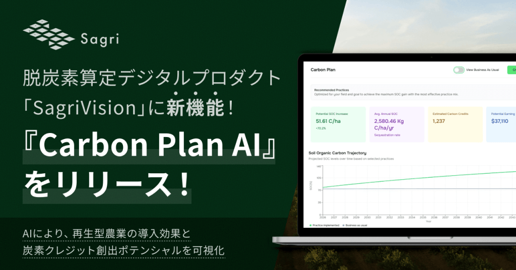 脱炭素算定デジタルプロダクト「SagriVision」に新機能『Carbon Plan AI』を追加